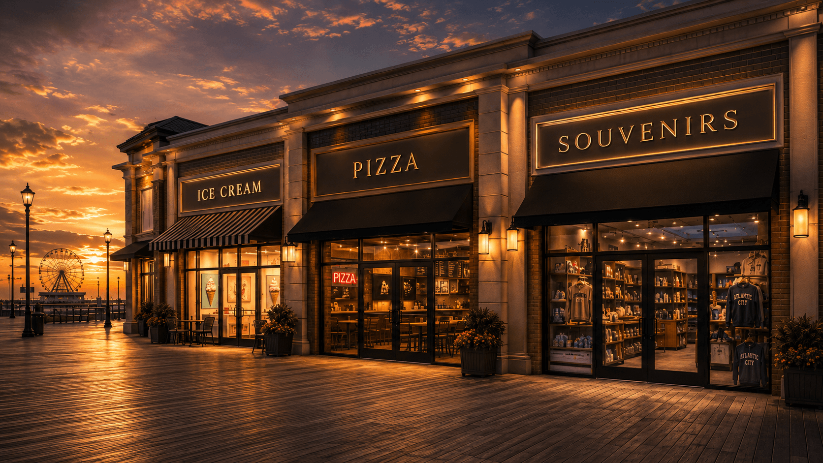 Atlantic City Boardwalk retail plaza drafting project with retail and restaurant permit drawing scope